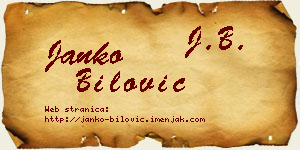 Janko Bilović vizit kartica